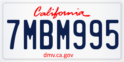 CA license plate 7MBM995