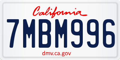 CA license plate 7MBM996