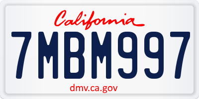 CA license plate 7MBM997