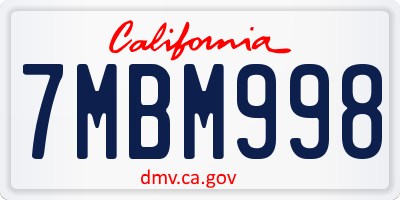 CA license plate 7MBM998