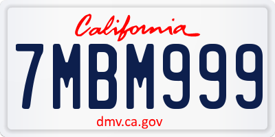 CA license plate 7MBM999