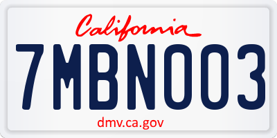 CA license plate 7MBN003