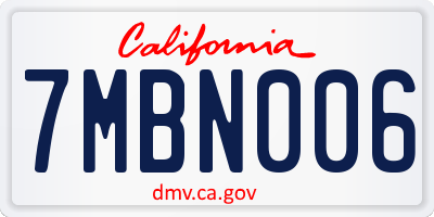 CA license plate 7MBN006