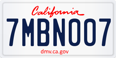 CA license plate 7MBN007