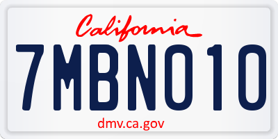CA license plate 7MBN010