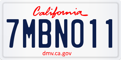 CA license plate 7MBN011