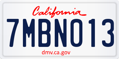 CA license plate 7MBN013