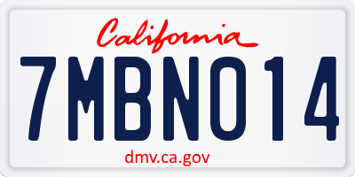 CA license plate 7MBN014