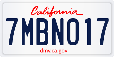 CA license plate 7MBN017