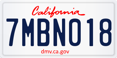 CA license plate 7MBN018
