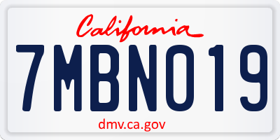 CA license plate 7MBN019
