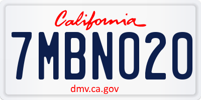 CA license plate 7MBN020