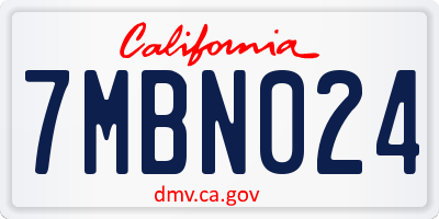 CA license plate 7MBN024
