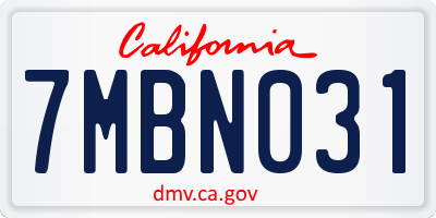 CA license plate 7MBN031