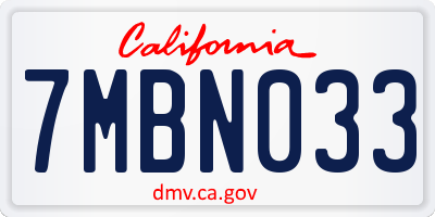 CA license plate 7MBN033