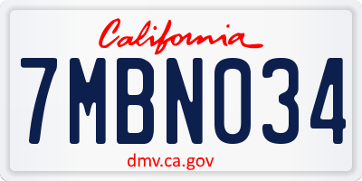 CA license plate 7MBN034
