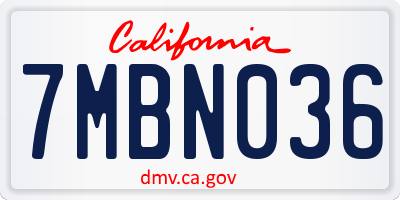CA license plate 7MBN036