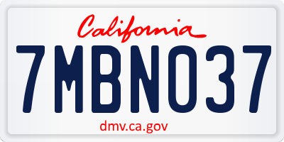CA license plate 7MBN037