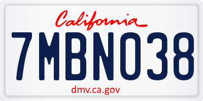 CA license plate 7MBN038