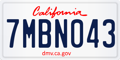 CA license plate 7MBN043