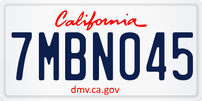 CA license plate 7MBN045