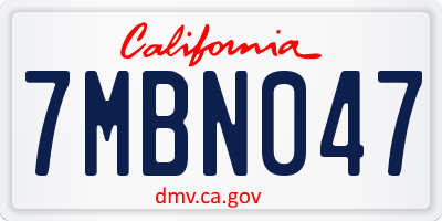 CA license plate 7MBN047