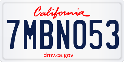 CA license plate 7MBN053