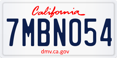 CA license plate 7MBN054