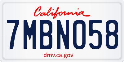 CA license plate 7MBN058