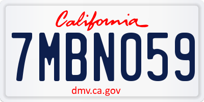 CA license plate 7MBN059