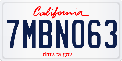 CA license plate 7MBN063