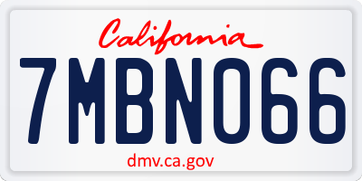 CA license plate 7MBN066