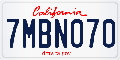 CA license plate 7MBN070