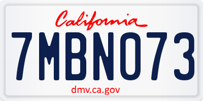 CA license plate 7MBN073