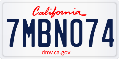 CA license plate 7MBN074