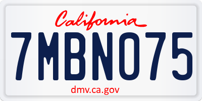 CA license plate 7MBN075
