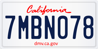 CA license plate 7MBN078