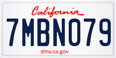 CA license plate 7MBN079