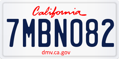 CA license plate 7MBN082