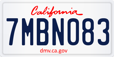 CA license plate 7MBN083