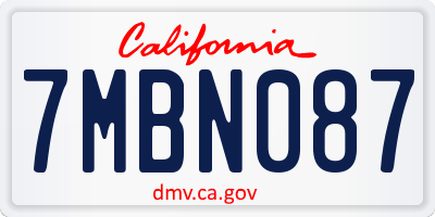 CA license plate 7MBN087