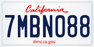 CA license plate 7MBN088
