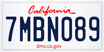 CA license plate 7MBN089