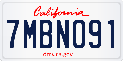 CA license plate 7MBN091