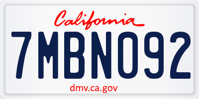 CA license plate 7MBN092