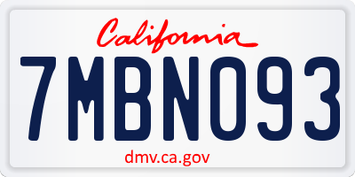 CA license plate 7MBN093
