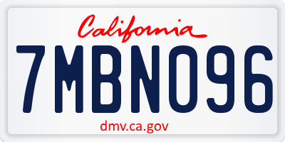 CA license plate 7MBN096