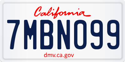 CA license plate 7MBN099
