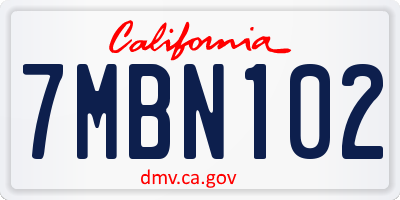 CA license plate 7MBN102
