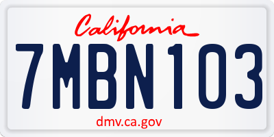 CA license plate 7MBN103